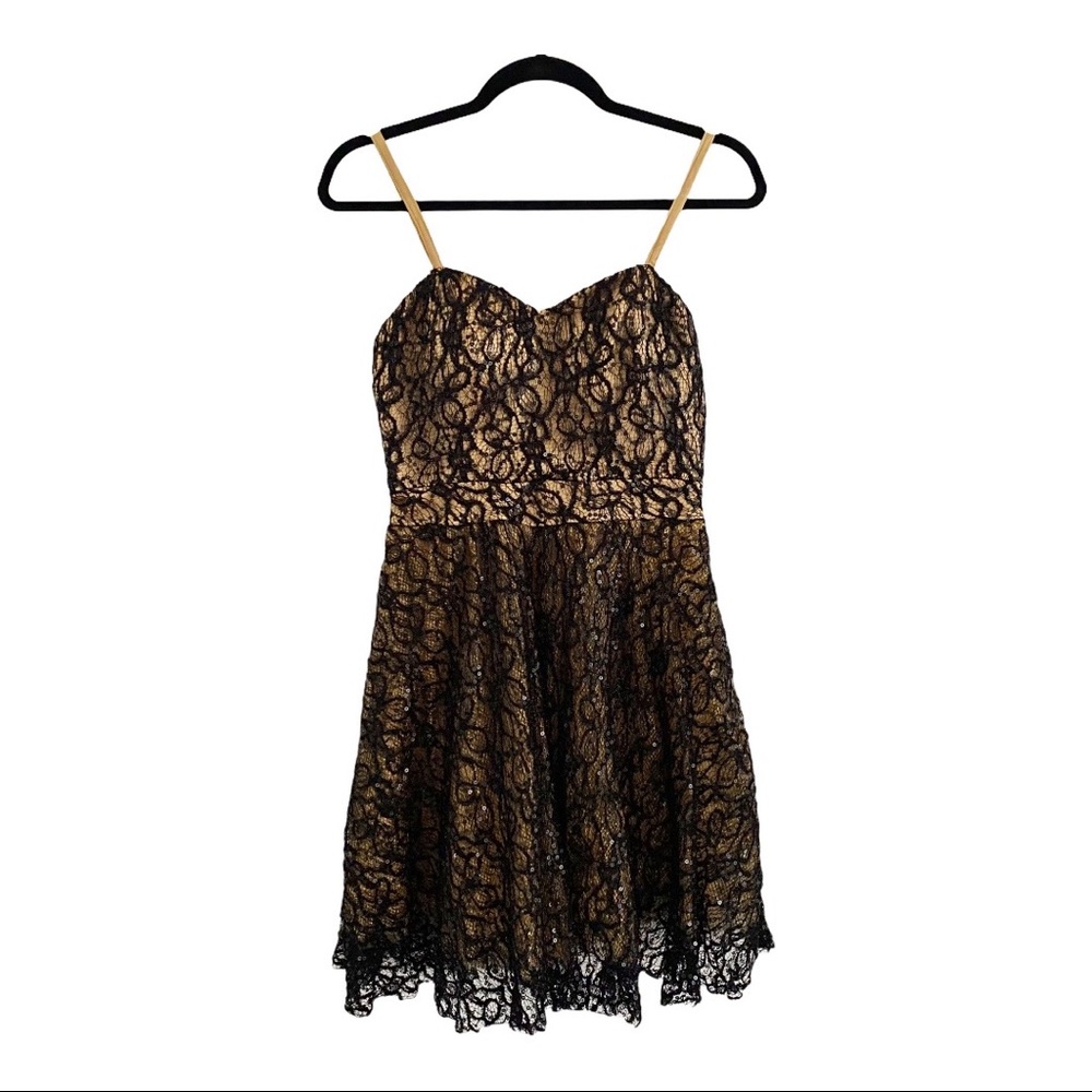 Black Lace Spaghetti Straps Short Dress